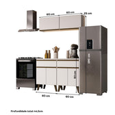 Armário de Cozinha Completa Atlanta Grid Carraro Branco
