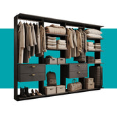Guarda-Roupas Closet Modulado Alasca 240cm 4 Peças com 4 Gavetas e Cabideiros Preto Touch Carraro