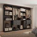 Guarda-Roupas Closet Modulado Alasca Duo 240cm 4 Peças com 4 Gavetas e Cabideiros Preto Touch Carraro