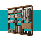 Guarda-Roupas Closet Modulado Alasca Duo 180cm 3 Peças com 2 Gavetas e Cabideiros Freijó Carraro