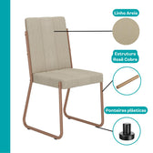 Conjunto Sala de Jantar 4 Cadeiras Tulipa Carraro Off White Rosê