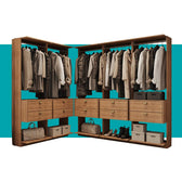 Guarda-Roupas Closet Modulado Alasca 300cm 5 Peças com 10 Gavetas e Cabideiros Freijó Carraro