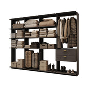 Guarda-Roupas Closet Modulado Alasca One 240cm 4 Peças com 2 Gavetas e Cabideiros Preto Touch Carraro
