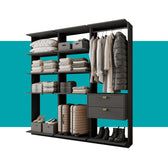 Guarda-Roupas Closet Modulado Alasca Duo 180cm 3 Peças com 2 Gavetas e Cabideiros Preto Touch Carraro
