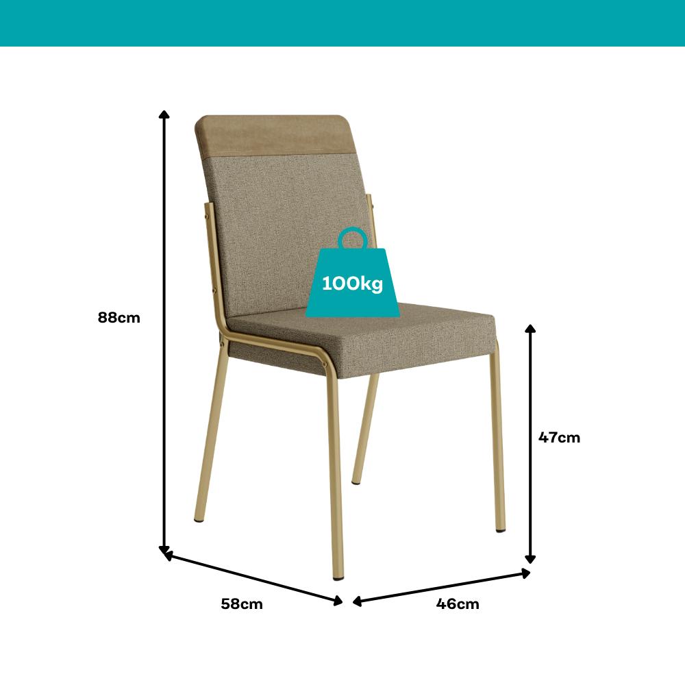 Conjunto Sala de Jantar 4 Cadeiras Georgia Carraro Dourada