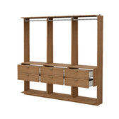 Guarda-Roupas Closet Modulado Alasca 180cm 3 Peças com 6 Gavetas e Cabideiros Freijó Carraro