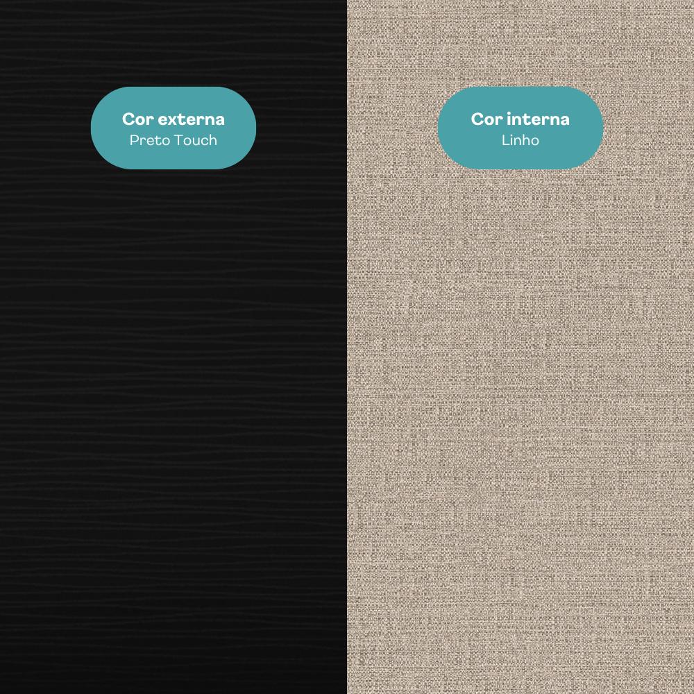 Guarda-Roupas Closet Modulado Alasca 300cm 5 Peças com 10 Gavetas e Cabideiros Preto Touch Carraro