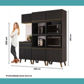 Armário de Cozinha Compacta Atlanta Craft Carraro Preto Touch