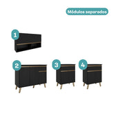 Armário de Cozinha Compacta Atlanta Stone Carraro Preto Touch