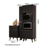 Armário de Cozinha Compacta Atlanta Brix Carraro Preto Touch