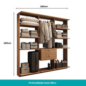 Guarda-Roupas Closet Modulado Alasca One 180cm 3 Peças com 2 Gavetas e Cabideiros Freijó Carraro