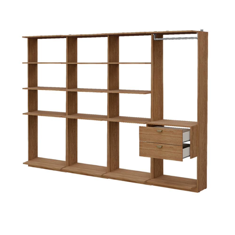 Guarda-Roupas Closet Modulado Alasca One 240cm 4 Peças com 2 Gavetas e Cabideiros Freijó Carraro