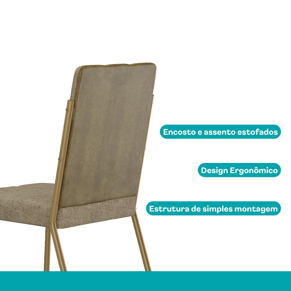 Conjunto Sala de Jantar 4 Cadeiras Isis Carraro Carvalho Dourado