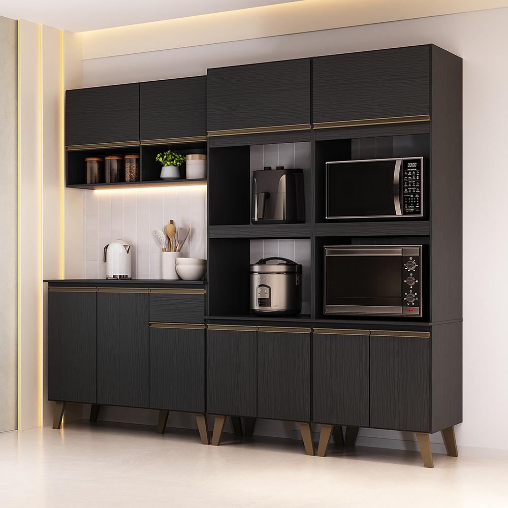 Armário de Cozinha Completa Atlanta Avant Carraro Preto Touch