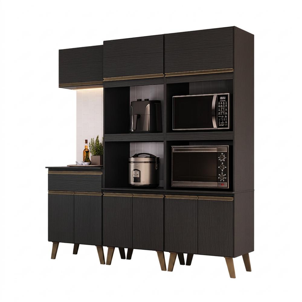 Armário de Cozinha Compacta Atlanta Craft Carraro Preto Touch