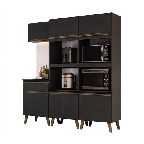 Armário de Cozinha Compacta Atlanta Craft Carraro Preto Touch