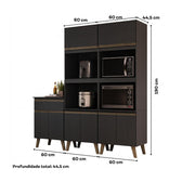 Armário de Cozinha Compacta Atlanta Contour Carraro Preto Touch