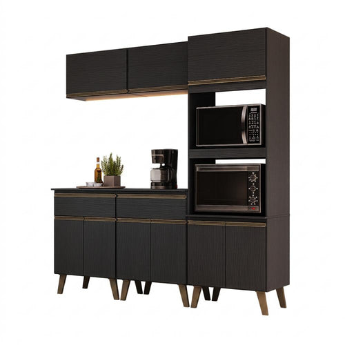 Armário de Cozinha Compacta Atlanta Haus Carraro Preto Touch