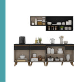 Armário de Cozinha Completa Atlanta Graphite Carraro Preto Touch