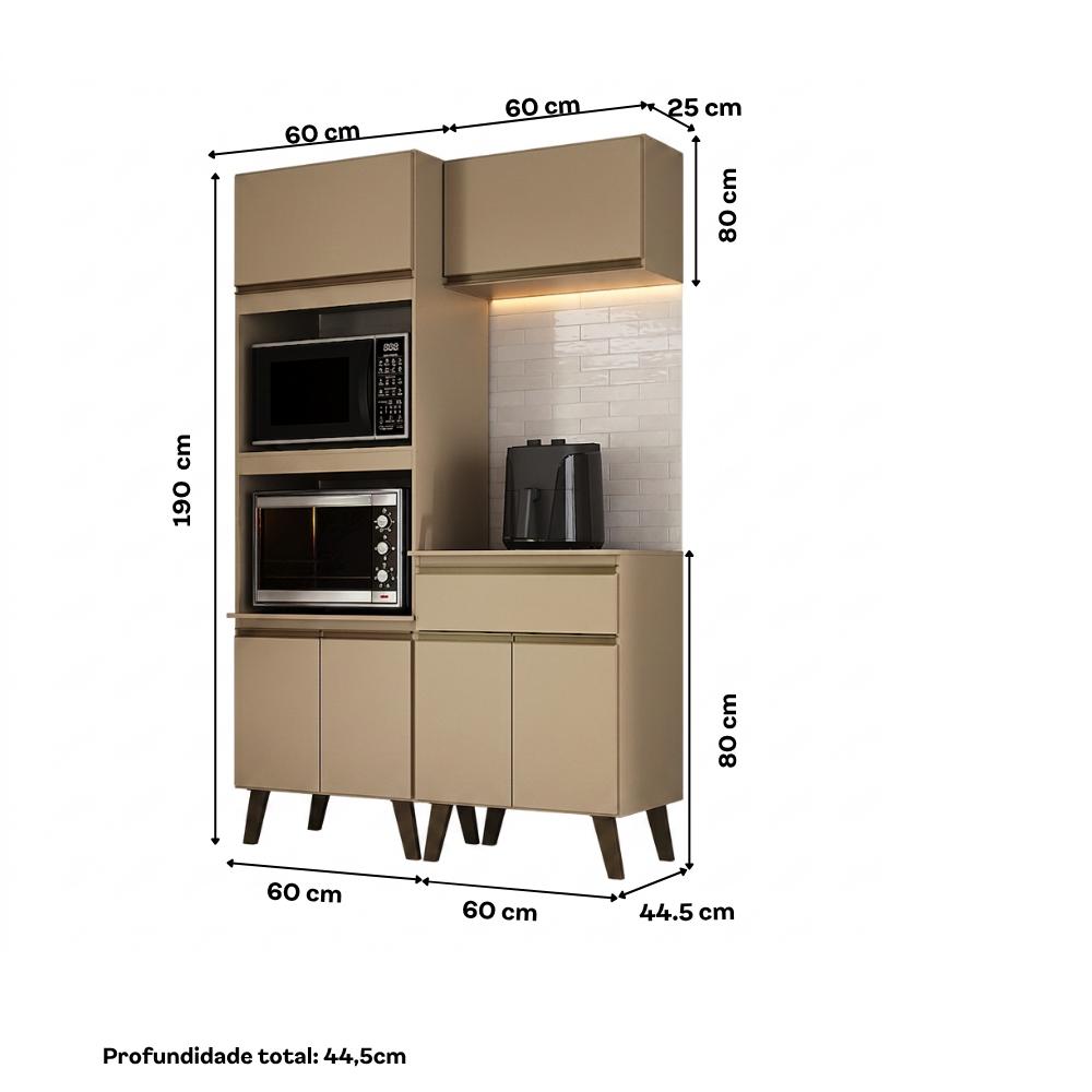 Armário de Cozinha Compacta  Atlanta Vértice Carraro Amêndoa
