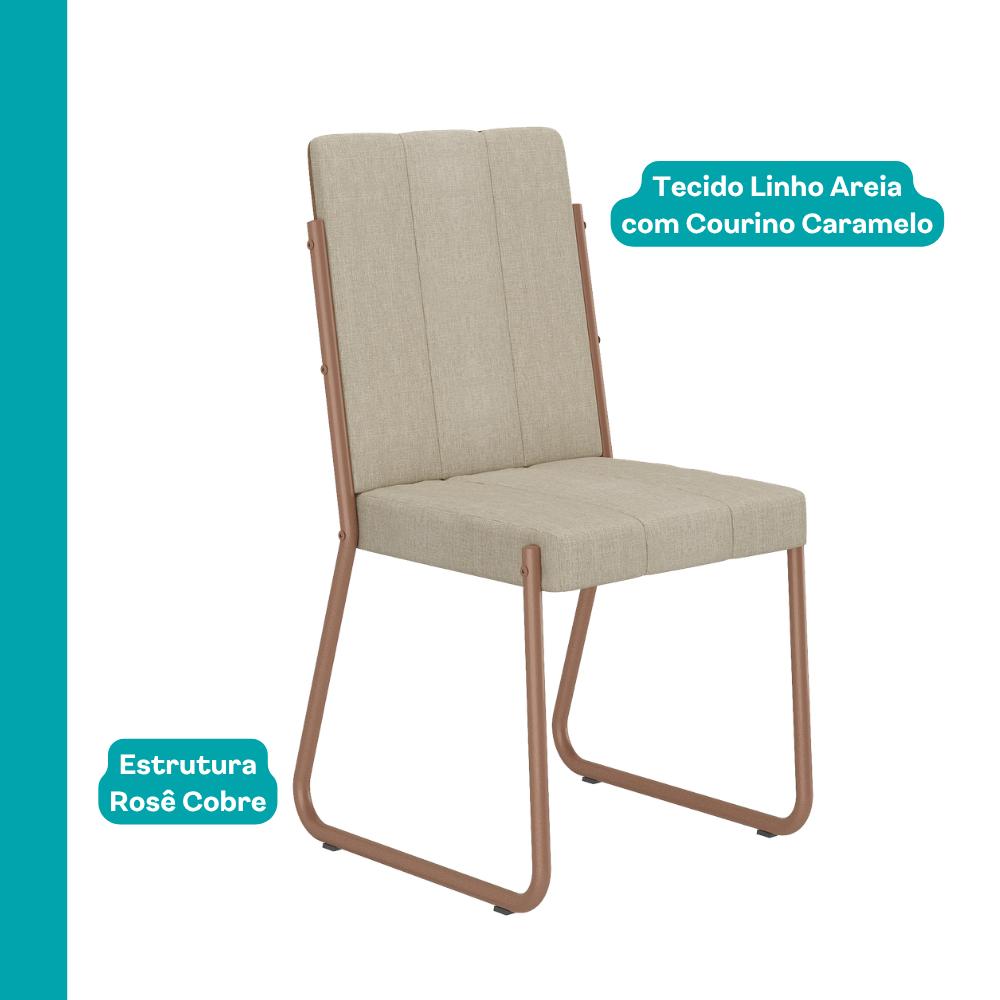Conjunto Sala de Jantar 4 Cadeiras Tulipa Carraro Off White Rosê