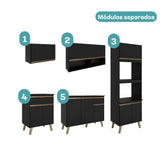 Armário de Cozinha Completa Atlanta Unique Carraro Preto Touch