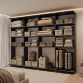 Guarda-Roupas Closet Modulado Alasca 240cm 4 Peças com 12 Prateleiras Preto Touch Carraro