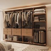 Guarda-Roupas Closet Modulado Alasca 240cm 4 Peças com 6 Gavetas e Cabideiros Freijó Carraro