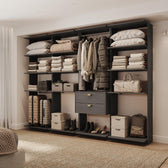 Guarda-Roupas Closet Modulado Alasca 240cm 4 Peças com 2 Gavetas e Cabideiros Preto Touch Carraro