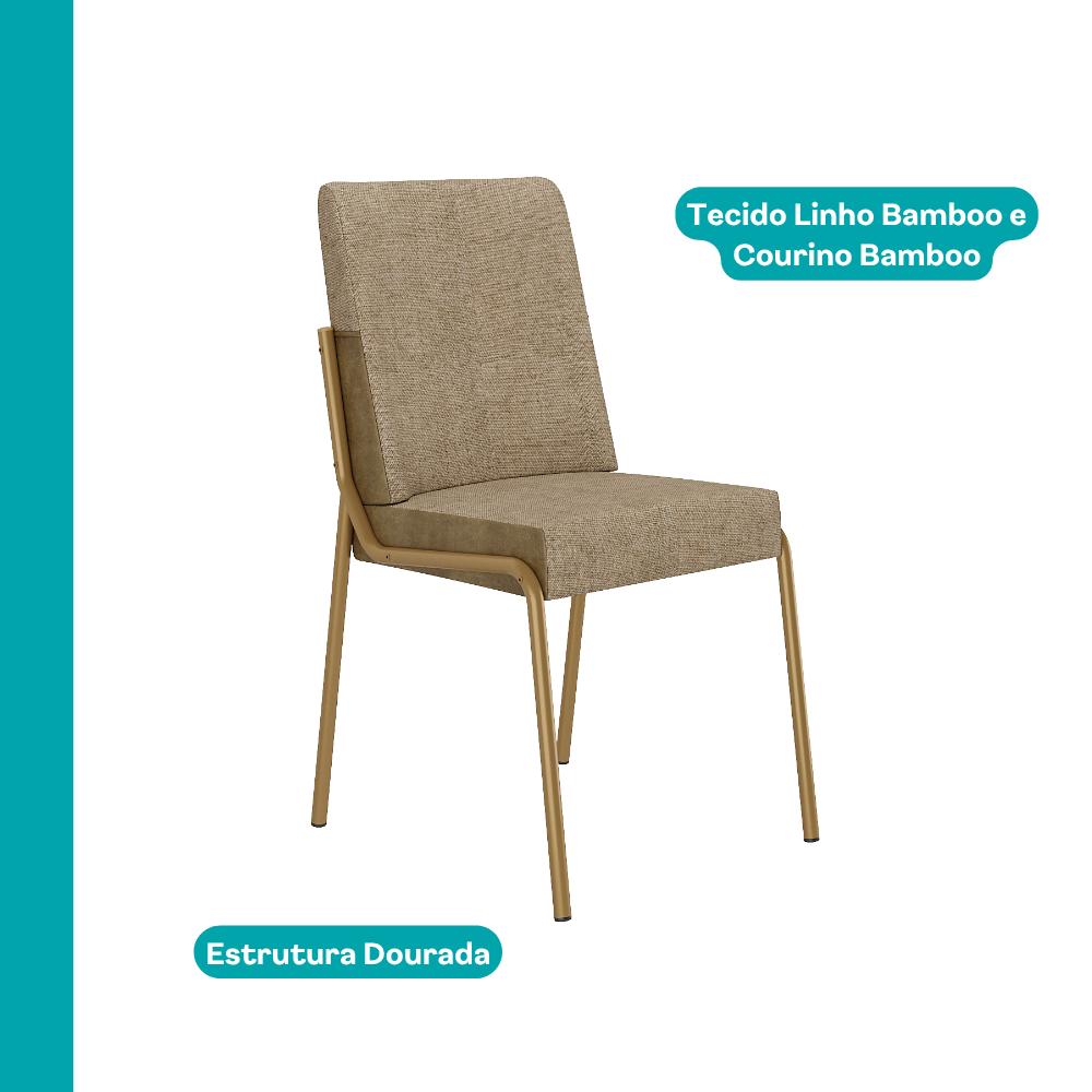 Conjunto Sala de Jantar 4 Cadeiras Verona Carraro Dourado