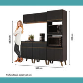 Armário de Cozinha Compacta Atlanta Haus Carraro Preto Touch