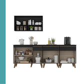 Armário de Cozinha Compacta Atlanta Stone Carraro Preto Touch