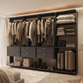 Guarda-Roupas Closet Modulado Alasca 240cm 4 Peças com 6 Gavetas e Cabideiros Preto Touch Carraro