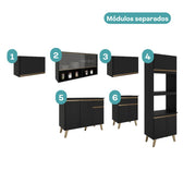 Armário de Cozinha Completa Atlanta Flux com Vidro Carraro Preto Touch