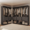 Guarda-Roupas Closet Modulado Alasca 300cm 5 Peças com 10 Gavetas e Cabideiros Preto Touch Carraro