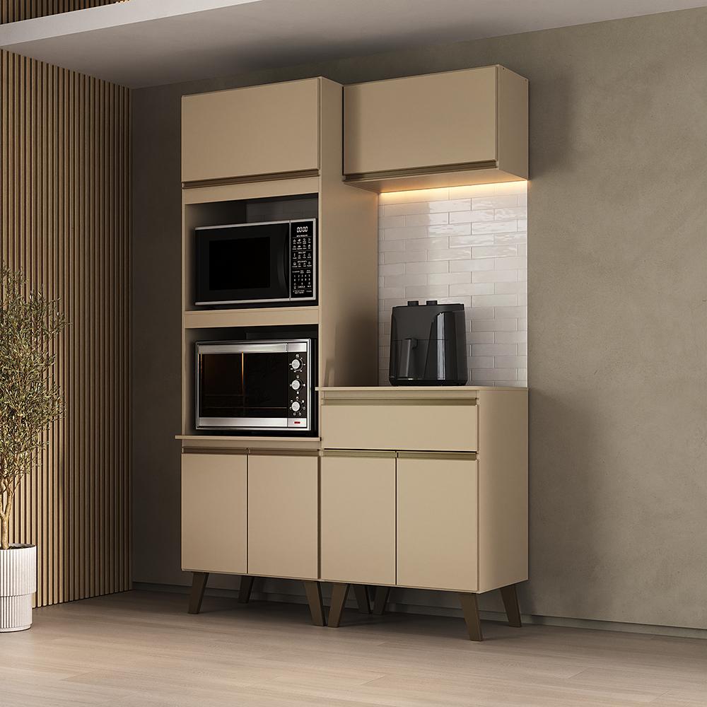 Armário de Cozinha Compacta  Atlanta Vértice Carraro Amêndoa