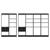 Guarda-Roupas Closet Modulado Alasca 360cm 6 Peças com 4 Gavetas e Cabideiros Preto Touch Carraro