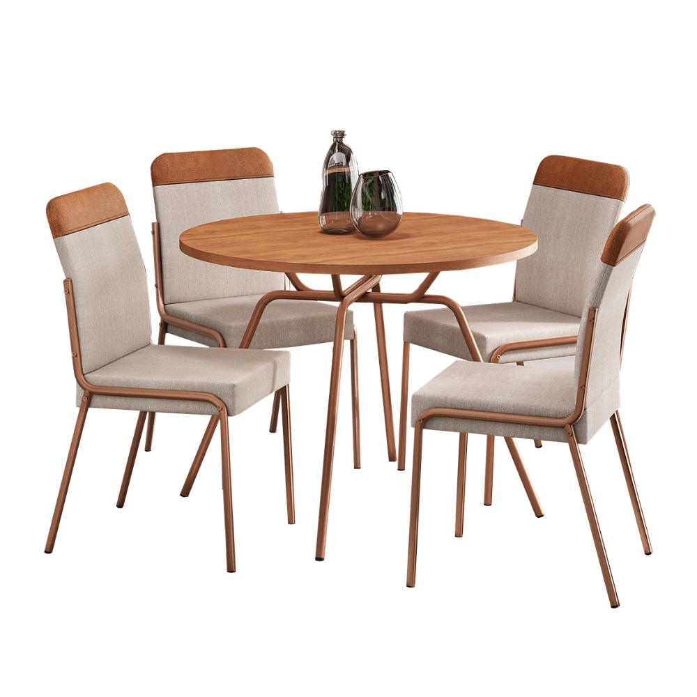 Conjunto Sala de Jantar 4 Cadeiras Georgia Carraro Rosê
