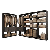 Guarda-Roupas Closet Modulado Alasca 360cm 6 Peças com 6 Gavetas e Cabideiros Preto Touch Carraro