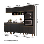 Armário de Cozinha Completa Atlanta Unique Carraro Preto Touch