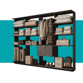 Guarda-Roupas Closet Modulado Alasca 240cm 4 Peças com 2 Gavetas e Cabideiros Preto Touch Carraro