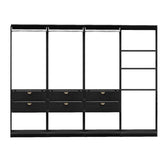 Guarda-Roupas Closet Modulado Alasca 240cm 4 Peças com 6 Gavetas e Cabideiros Preto Touch Carraro