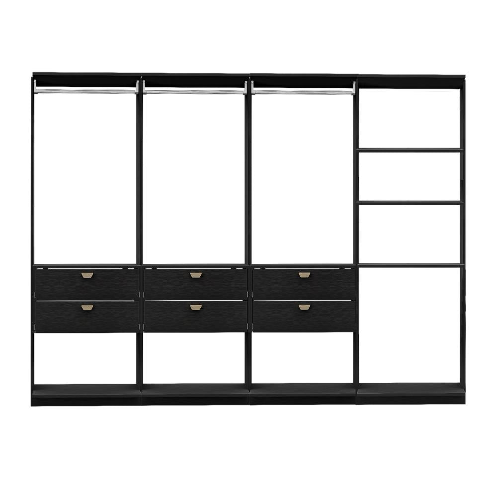 Guarda-Roupas Closet Modulado Alasca 240cm 4 Peças com 6 Gavetas e Cabideiros Preto Touch Carraro