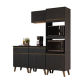 Armário de Cozinha Compacta Atlanta Onyx Carraro Preto Touch