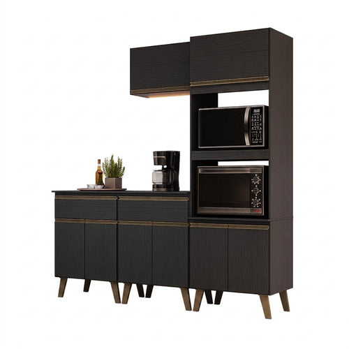 Armário de Cozinha Compacta Atlanta Onyx Carraro Preto Touch