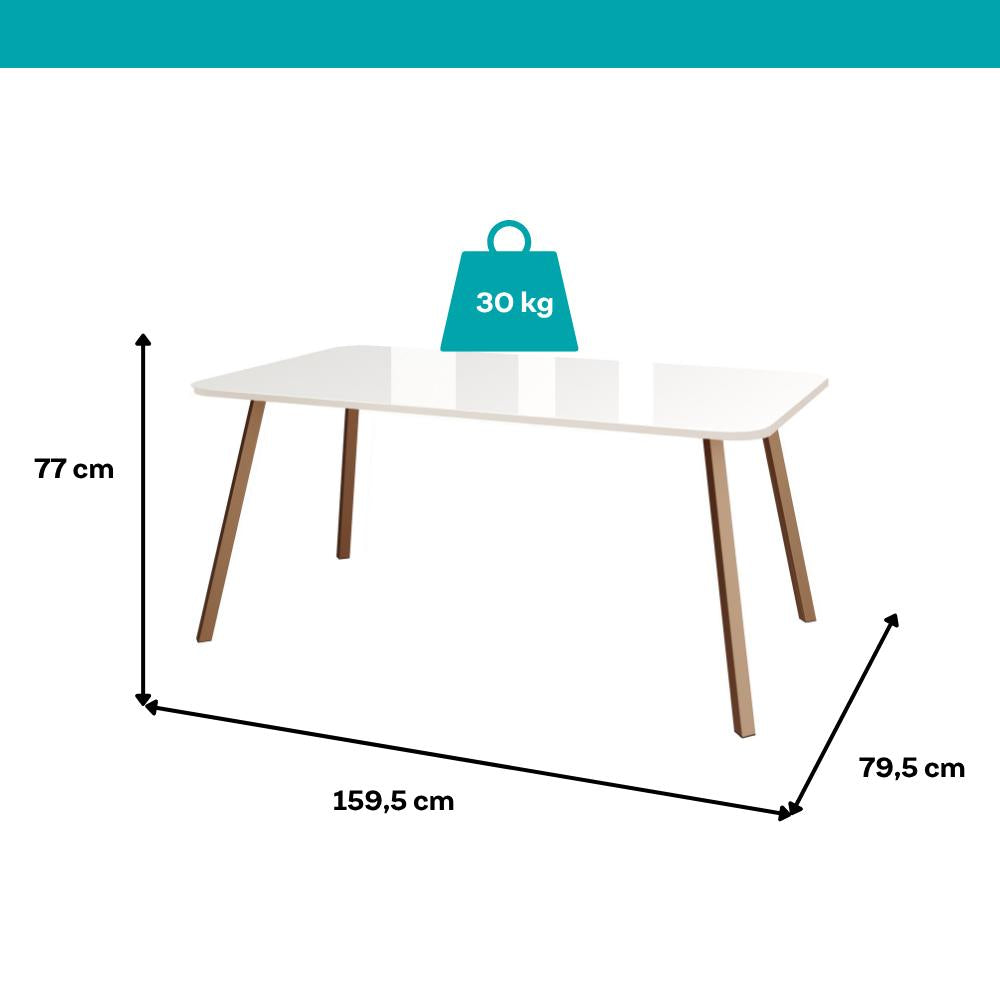 Conjunto Sala de Jantar 6 Cadeiras Tulipa Carraro Off White Rosê
