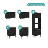 Armário de Cozinha Compacta Atlanta Haus Carraro Preto Touch