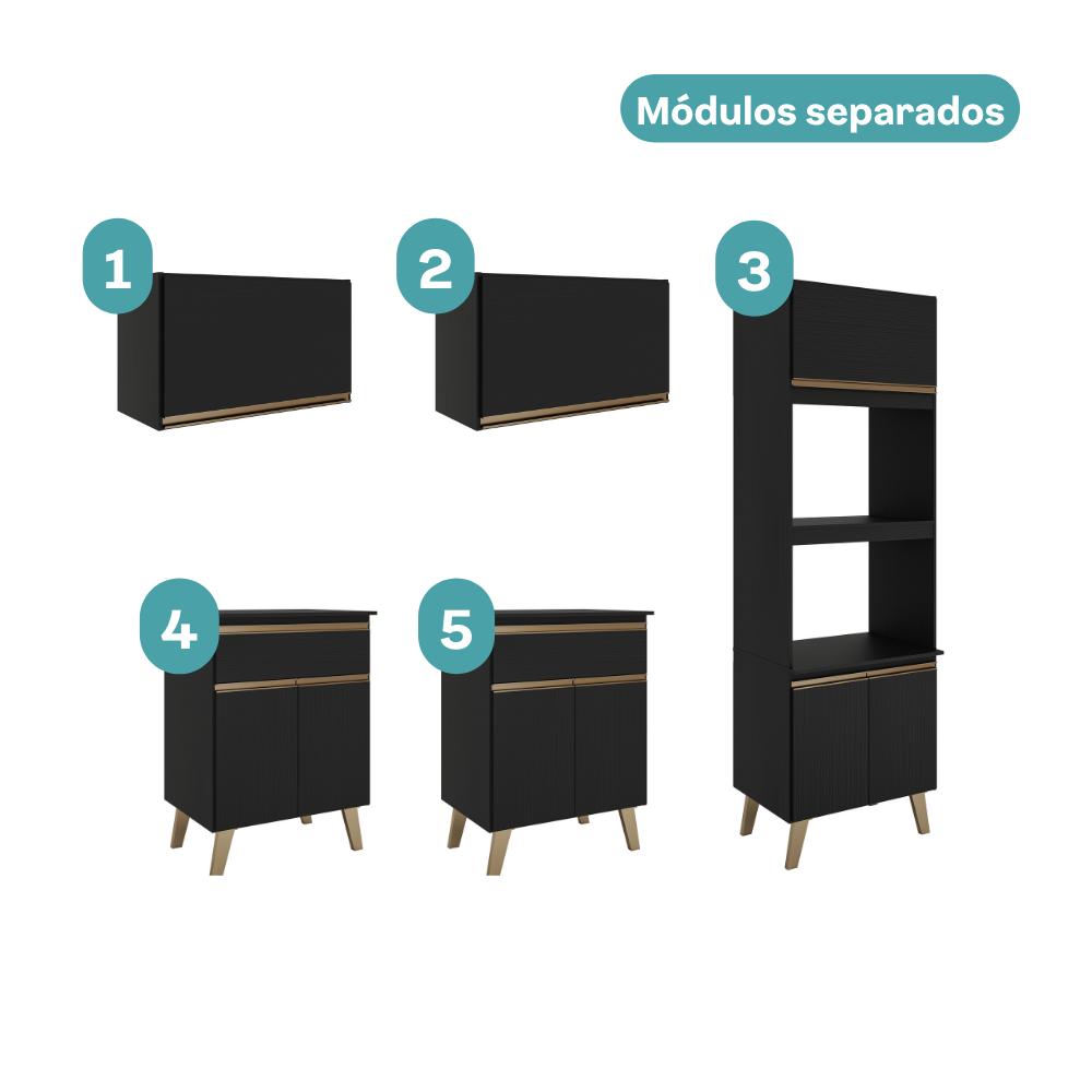 Armário de Cozinha Compacta Atlanta Haus Carraro Preto Touch