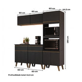 Armário de Cozinha Compacta Atlanta Haus Carraro Preto Touch