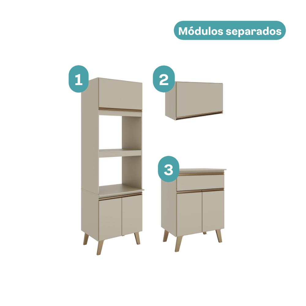 Armário de Cozinha Compacta  Atlanta Vértice Carraro Amêndoa